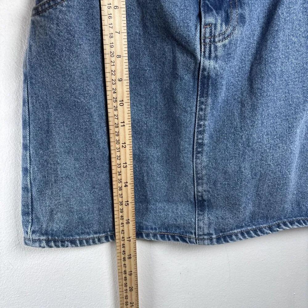 MNG by Mango Women’s Denim Mini Skirt XS Blue High Rise Paperbag Waist Y2K